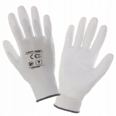 RĘKAWICE PU BIAŁE L230110P, KARTA, "10" 1 PARA, CE, LAHTI