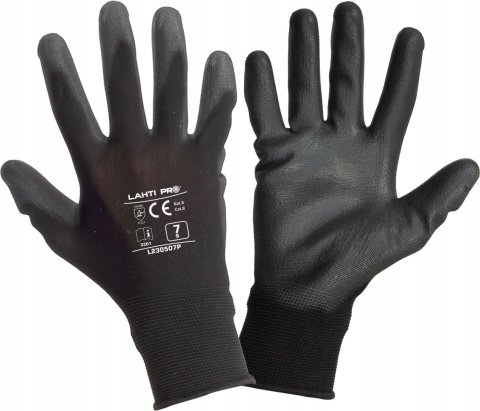 RĘKAWICE PU CZARNE L230510P, 1 PARA, "10", CE, LAHTI