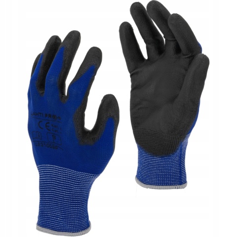 RĘKAWICE PU NIEBIESKO-CZARNE L231009P, KARTA, "9", CE, LAHTI