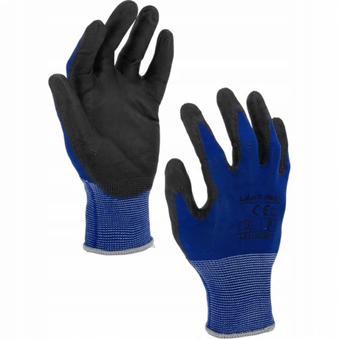 RĘKAWICE PU NIEBIESKO-CZARNE L231009P, KARTA, "9", CE, LAHTI