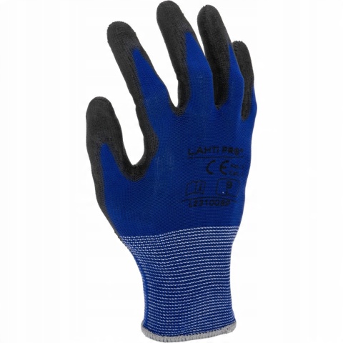 RĘKAWICE PU NIEBIESKO-CZARNE L231009P, KARTA, "9", CE, LAHTI