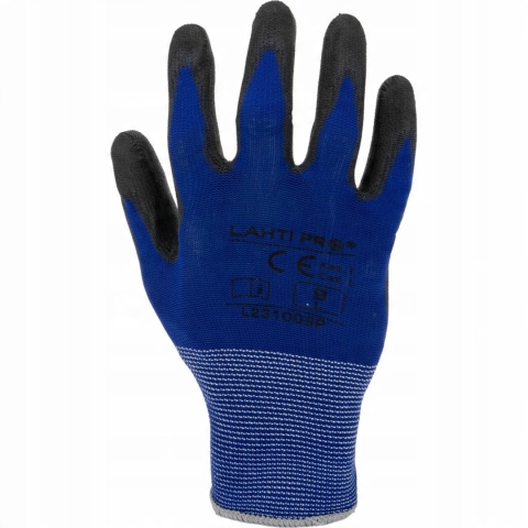 RĘKAWICE PU NIEBIESKO-CZARNE L231009P, KARTA, "9", CE, LAHTI