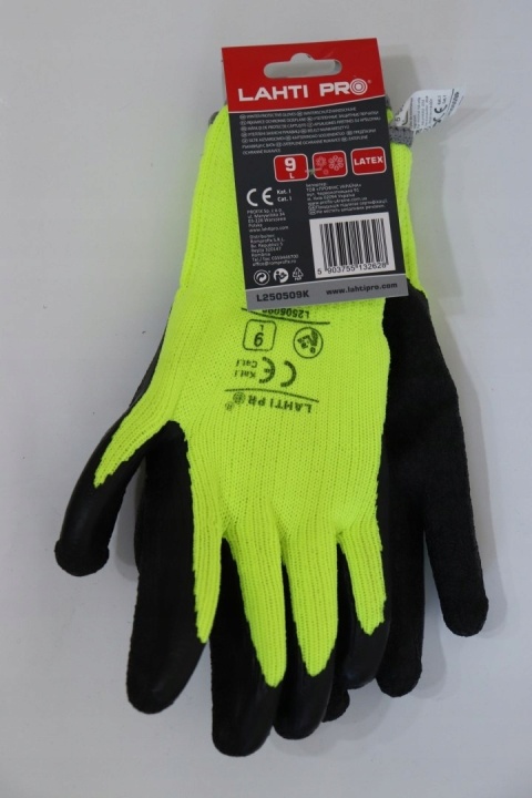 Rękawice Ochronne Nitrilowe Żółto-Czarne, Rozmiar 9