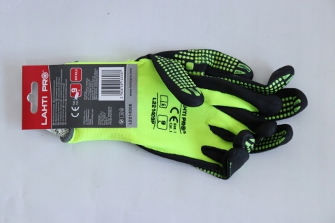 Rękawice Ochronne Nitrilowe Żółto-Czarne, Rozmiar 9