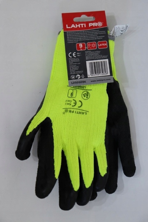 Rękawice Ochronne Nitrilowe Żółto-Czarne, Rozmiar 9