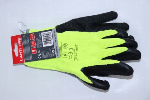 Rękawice Ochronne Nitrilowe Żółto-Czarne, Rozmiar 9