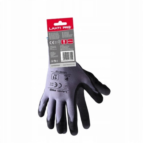 Rękawice robocze nitrilowe L220609P, szaro-czarne