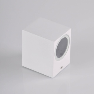 Kinkiet ogrod.Polux Boston SG37SQWW alum 1xGU10 kwadrat dol bialy