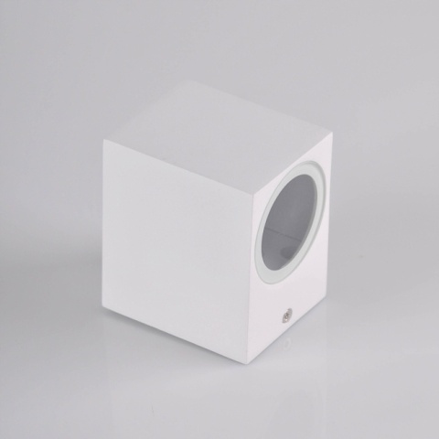 Kinkiet ogrod.Polux Boston SG37SQWW alum 1xGU10 kwadrat dol bialy