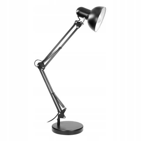 Lampa biurkowa DEON, 60W, E27, wysoka, stal,czarn