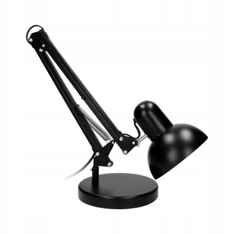 Lampa biurkowa DEON, 60W, E27, wysoka, stal,czarn