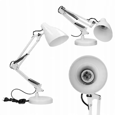 Lampa biurkowa DIAN 60W stalowa, biała