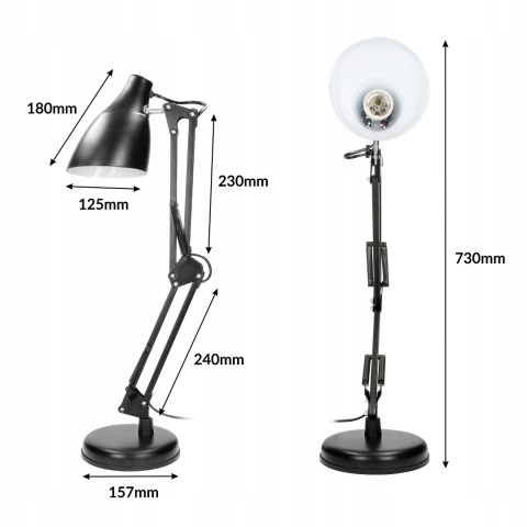Lampa biurkowa DIAN 60W stalowa, czarna