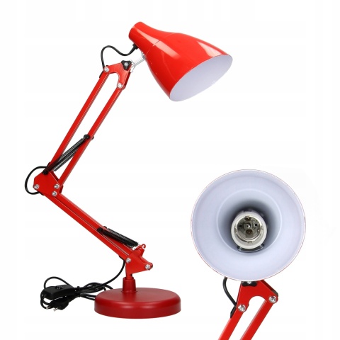 Lampa biurkowa DIAN 60W stalowa, czerwona