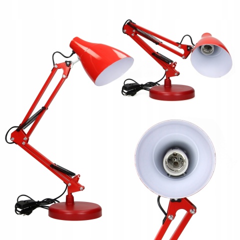 Lampa biurkowa DIAN 60W stalowa, czerwona