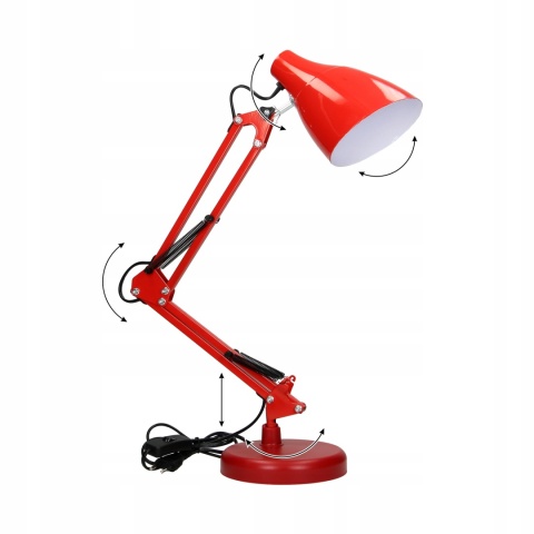 Lampa biurkowa DIAN 60W stalowa, czerwona