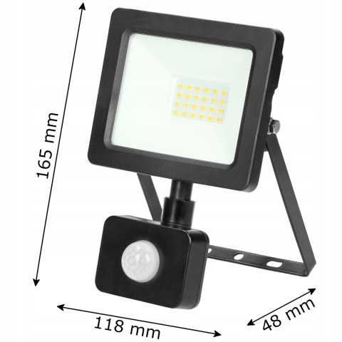 Naświetlacz LED, ALLED 20W z PIR,1500lm, IP44,4000K