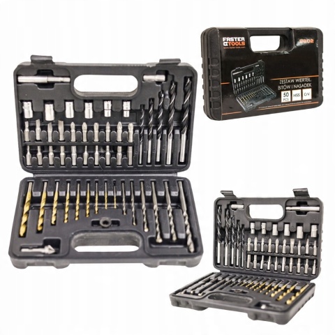 Zestaw wierteł bitów i nasadek 50 el. FASTER TOOLS