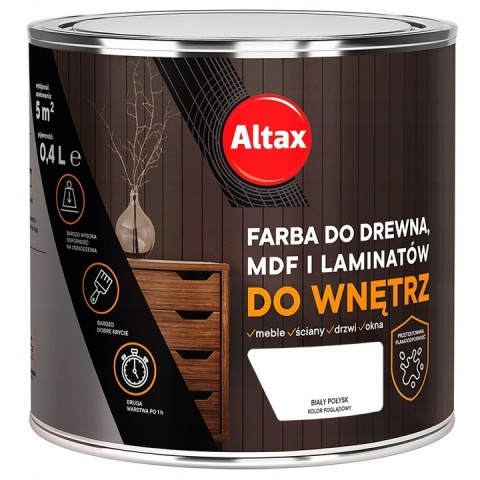 ALTAX Farba do drewna / mdf / laminat 400 ML BIAŁY POŁYSK