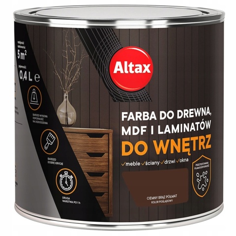 ALTAX Farba do drewna / mdf / laminat 400 ML CIEMNY BRĄZ