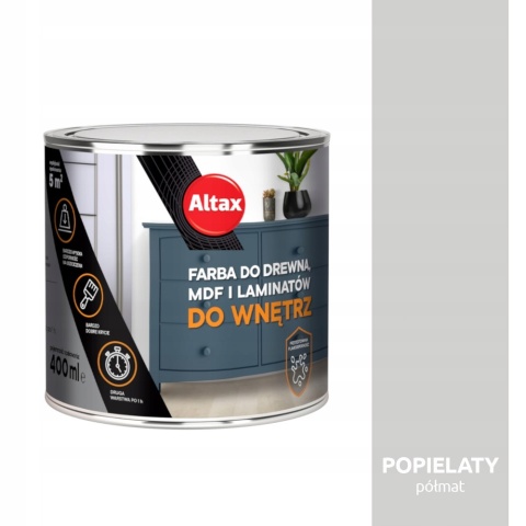 ALTAX Farba do drewna / mdf / laminat 400 ML POPIELATY