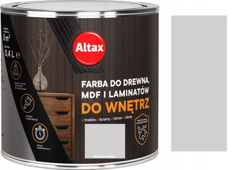 ALTAX Farba do drewna / mdf / laminat 400 ML POPIELATY