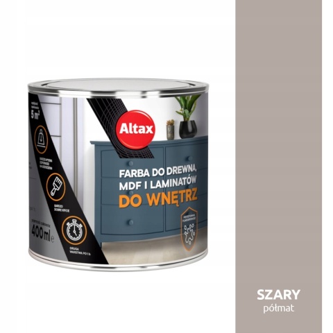 ALTAX Farba do drewna / mdf / laminat 400 ML SZARY