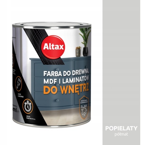 ALTAX Farba do drewna / mdf / laminat 750 ML POPIELATY