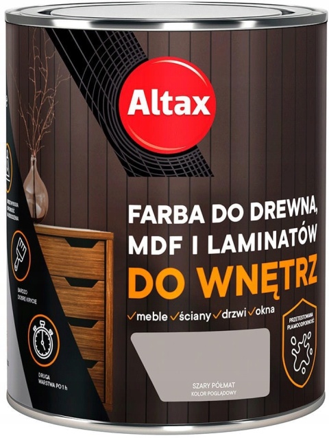 ALTAX Farba do drewna / mdf / laminat 750 ML SZARY