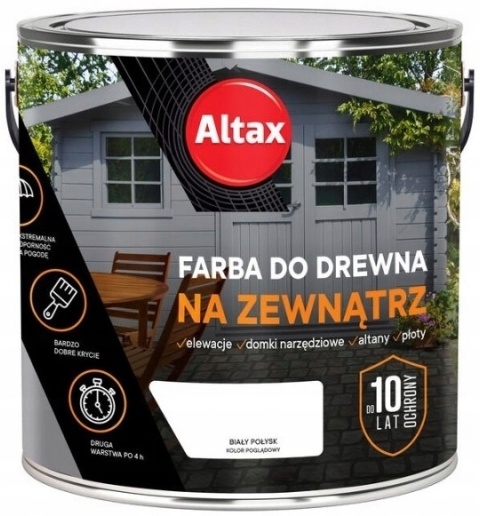 ALTAX Farba do drewna na zewnątrz 2,5L BIAŁY POŁYSK