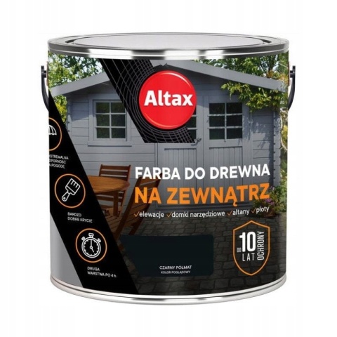 ALTAX Farba do drewna na zewnątrz 2,5L CZARNY PÓŁMAT