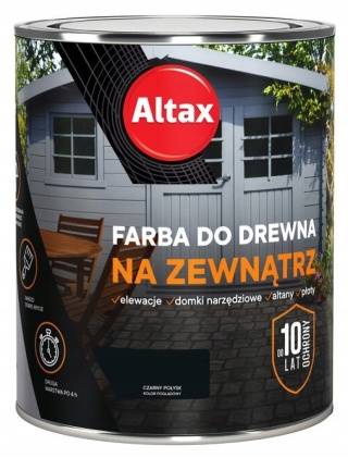 ALTAX Farba do drewna na zewnątrz 2,5L CZARNY POŁYSK