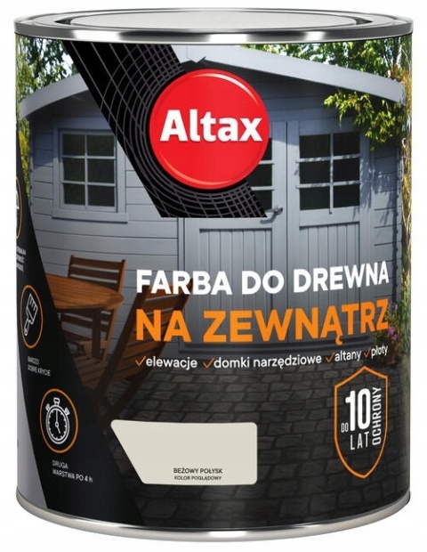 ALTAX Farba do drewna na zewnątrz 750 ML BIAŁY POŁYSK