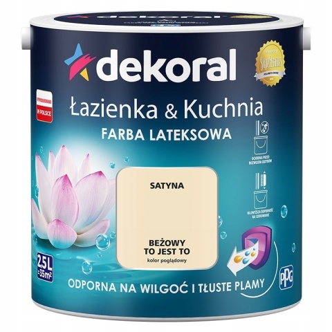 DEKORAL farba odporna na wilgotność do kuchni łazienki kolor MORELOWY 2,5L
