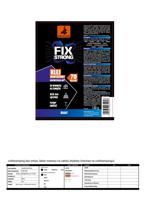 DRAGON KLEJ MONTAŻOWY FIX STRONG 140G - DISPLAY