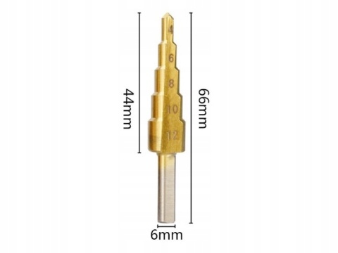 Wiertło stopniowe 4- 12mm, HSS, TiN