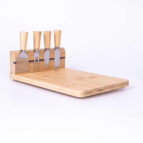 Deska serów magnetyczny stojak komplet noży bambus