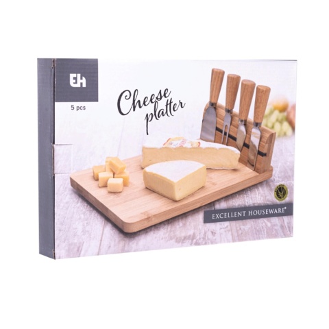 Deska serów magnetyczny stojak komplet noży bambus