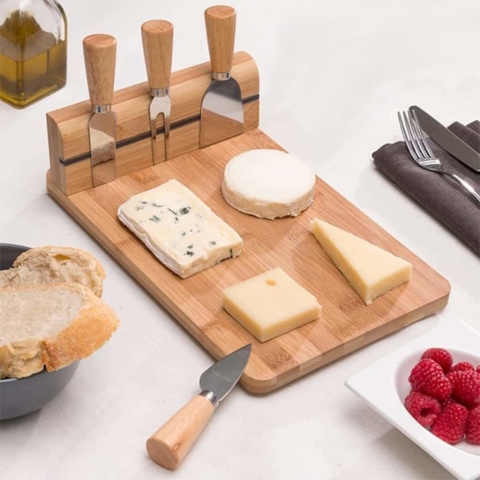 Deska serów magnetyczny stojak komplet noży bambus