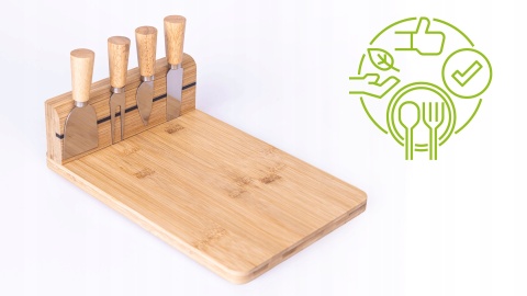 Deska serów magnetyczny stojak komplet noży bambus