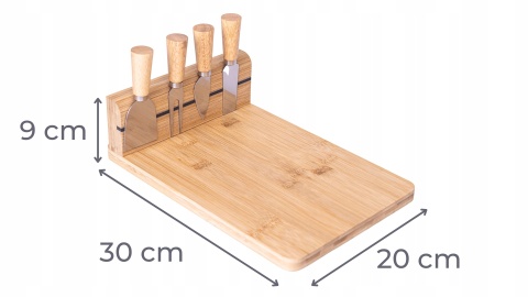 Deska serów magnetyczny stojak komplet noży bambus