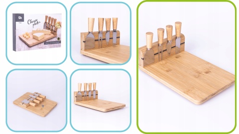 Deska serów magnetyczny stojak komplet noży bambus