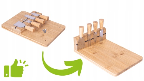 Deska serów magnetyczny stojak komplet noży bambus