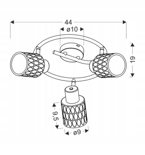 LAMPA SUFITOWA BILL SPIRALA CZARNY 3X40W E27 KLOSZ DYMIONY