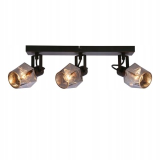 LAMPA SUFITOWA RANDI LISTWA CZARNY MATOWY 3X15W E14 KLOSZ DYMIONY