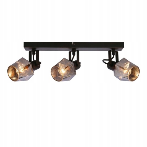 LAMPA SUFITOWA RANDI LISTWA CZARNY MATOWY 3X15W E14 KLOSZ DYMIONY