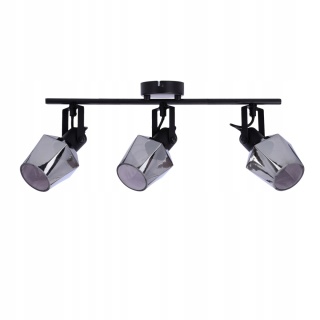 LAMPA SUFITOWA RANDI LISTWA CZARNY MATOWY 3X15W E14 KLOSZ DYMIONY
