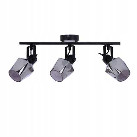 LAMPA SUFITOWA RANDI LISTWA CZARNY MATOWY 3X15W E14 KLOSZ DYMIONY