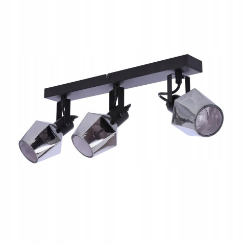 LAMPA SUFITOWA RANDI LISTWA CZARNY MATOWY 3X15W E14 KLOSZ DYMIONY