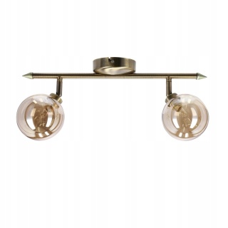 LAMPA SUFITOWA RODIA LISTWA PATYNOWY 2X40W G9 KLOSZ BURSZTYNOWY